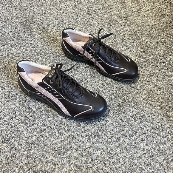 ECCO Brown Leather Hydromax Golf Shoe Size 41 10/10.5 Water Resistant TPU New - Picture 5 of 10